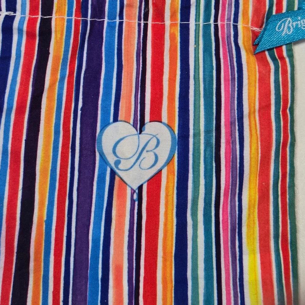 Brighton Jewelry Pouch Multicolor Striped Blue Heart Drawstring Cosmetic Bag
